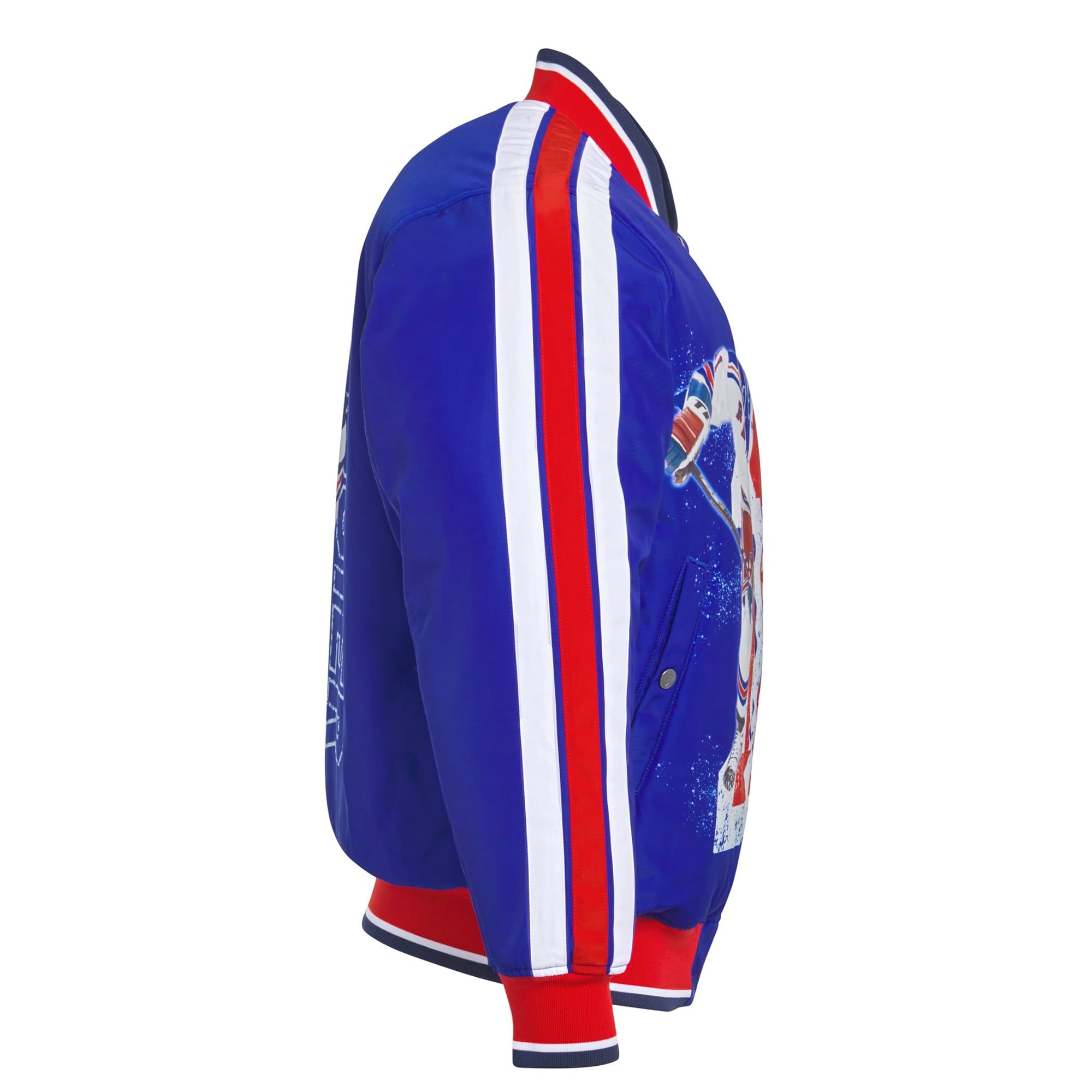 Veste bomber réversible zippée pour homme FE Mark Messier bleu marine/marine des Rangers de New York